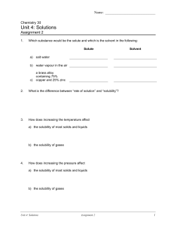Chemistry 30 - Prairie South