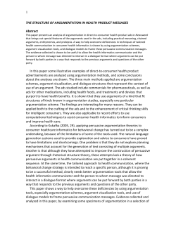The Structure of Argumentation in Health Product Messages
