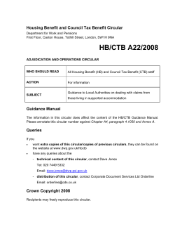 Housing Benefit circular A22/2008