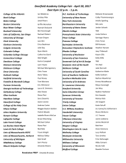 Deerfield Academy College Fair - April 20, 2017 East Gym 12 p.m.