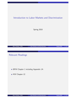 Introduction to Labor Markets and Discrimination