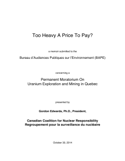 Too Heavy A Price To Pay? - The Canadian Coalition for Nuclear