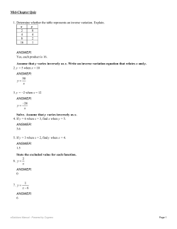 1. Determine whether the table represents an inverse variation