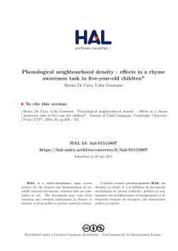 Phonological neighbourhood density : effects in a rhyme awareness