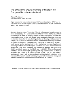 The EU and the OSCE: Partners or Rivals in the European Security