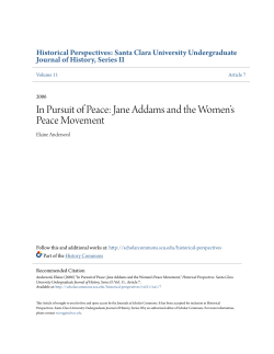 In Pursuit of Peace: Jane Addams and the