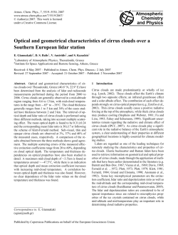 Optical and geometrical characteristics of cirrus clouds over a