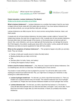 Lactose Intolerance, the basics