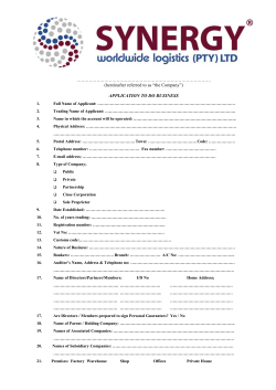 Application To Do Business Form
