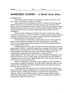 INCREDIBLE JOURNEY - A Water Cycle Story