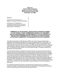 NAM Comments to FTC on Protecting Consumer Privacy