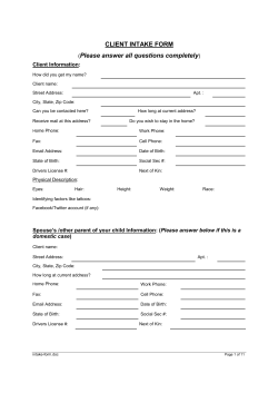 CLIENT INTAKE FORM (Please answer all questions completely)