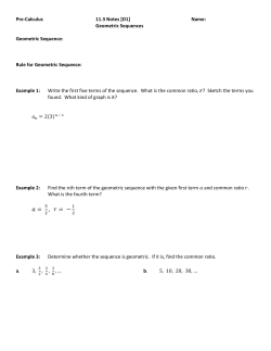 Geometric Sequences Geometric Sequence