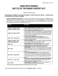 HARD ROCK RISING&reg; BATTLE OF THE BANDS CONTEST 2017