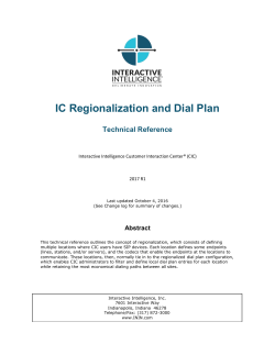 IC Regionalization Dial Plan Technical Reference