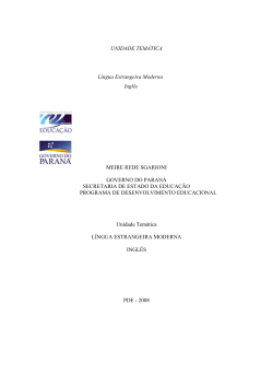 UNIDADE TEM&Aacute;TICA L&iacute;ngua Estrangeira Moderna Ingl&ecirc;s