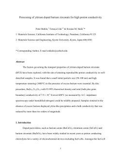 Processing of yttrium doped barium zirconate for high proton