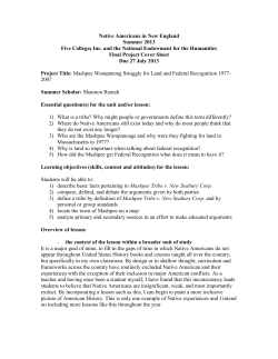 Mashpee Wampanoag Struggle for Land and Federal Recognition