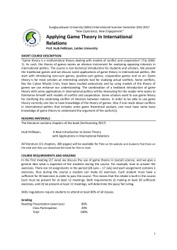 Applying Game Theory in International Relations