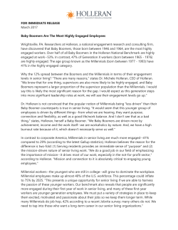 FOR IMMEDIATE RELEASE March 2017 Baby Boomers Are The