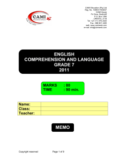 Grade 7 English paper MEMO