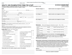 Staff Health Form - Lutheran Lakeside Camp