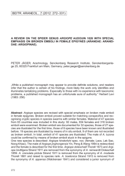 BEITR. ARANEOL., 7 (2012: 272&ndash;331)