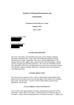 Taxation of Financial Instruments and Transactions