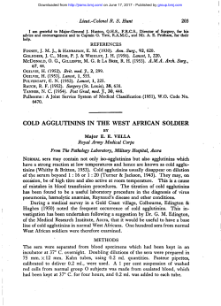 cold agglutinins in the west african soldier