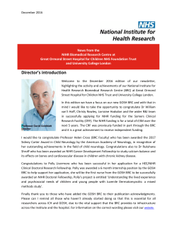 December 2016 BRC newsletter - Great Ormond Street Hospital