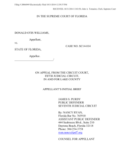 IN THE SUPREME COURT OF FLORIDA DONALD OTIS WILLIAMS