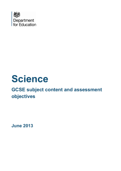 Sciences GCSE subject content and assessment objectives