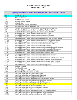 IL DHS/DMH DSM 5 Diagnoses Effective 10-1-2015