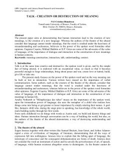 talk - creation or destruction of meaning