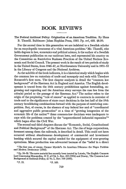 Origination of an American Tradition by Hans B. Thorelli