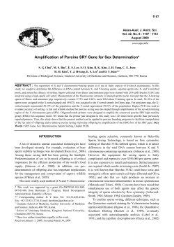 Amplification of Porcine SRY Gene for Sex Determination