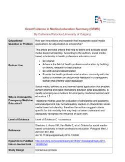 Great Evidence in Medical education Summary (GEMS) By