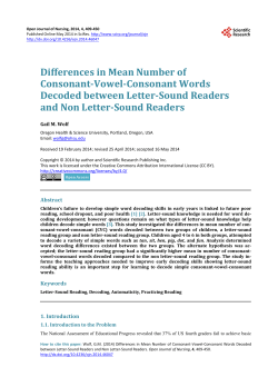 Differences in Mean Number of Consonant-Vowel