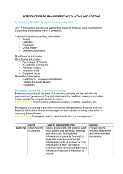 INTRODUCTION TO MANAGEMENT ACCOUNTING AND COSTING