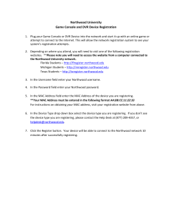 Northwood University Game Console and DVR Device Registration