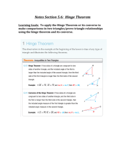 Notes Section 5.6: Hinge Theorem