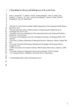 1 A Mass Budget for Mercury and Methylmercury in the Arctic Ocean