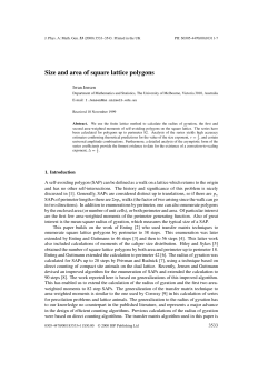 Size and area of square lattice polygons