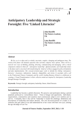 Anticipatory Leadership and Strategic Foresight: Five `Linked