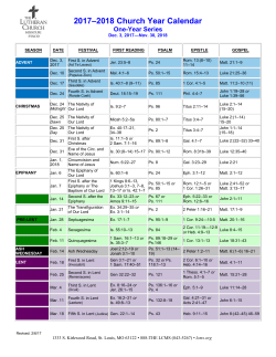 2017-2018 Church Year Calendar: One Year Series