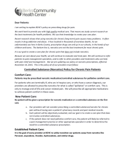 Controlled Substance (Narcotics) Policy for Chronic Pain Patients