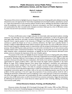 Public Discourse versus Public Policy: Latinas/os, Affirmative Action