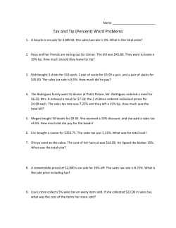 Tax and Tip (Percent) Word Problems