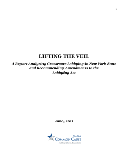 LIFTING THE VEIL A Report Analyzing Grassroots Lobbying in New