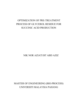 optimization of pre-treatment process of glycerol residue for succinic
